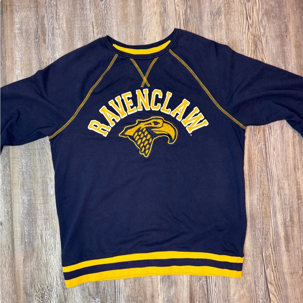 Harry Potter Collegiate Ravenclaw Crewneck Long Sleeve Sweater Blue Yellow Small